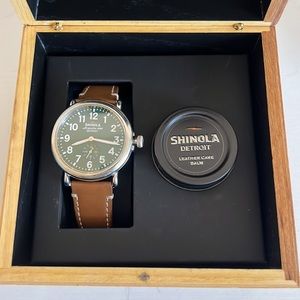 Womens Shinola Green Face Runwell Watch